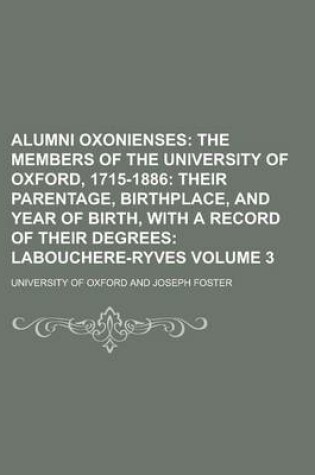 Cover of Alumni Oxonienses Volume 3