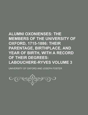 Book cover for Alumni Oxonienses Volume 3