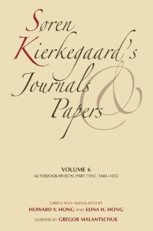 Cover of Soren Kierkegaard's Journals and Papers, Volume 6