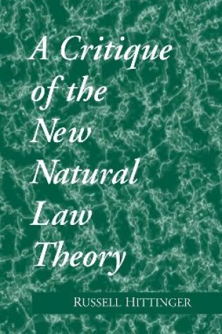 Cover of Critique of the New Natural Law Theory