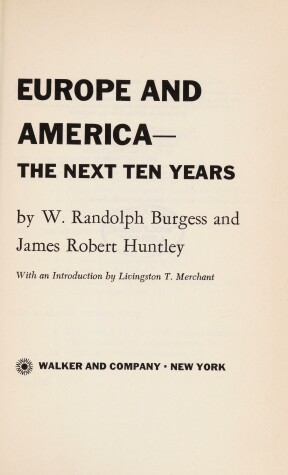 Book cover for Europe and America--The Next Ten Years,