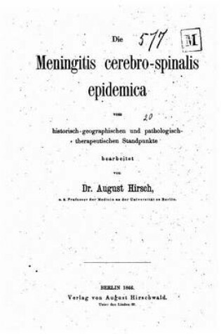 Cover of Die Meningitis Cerebro-spinalis Epidemica