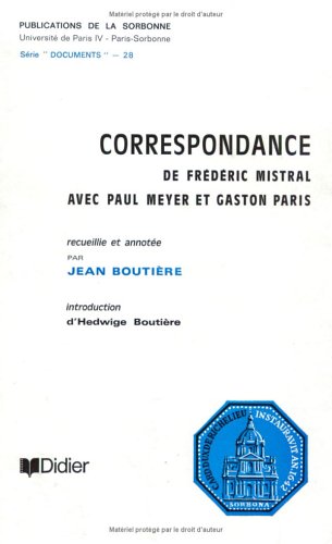 Book cover for Correspondance de Frederic Mistral Avec Paul Meyer Et Gaston Paris