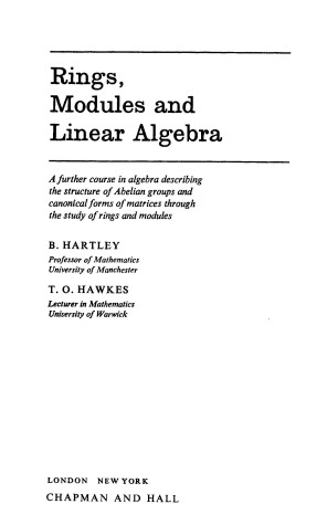 Book cover for Rings, Modules and Linear Algebra