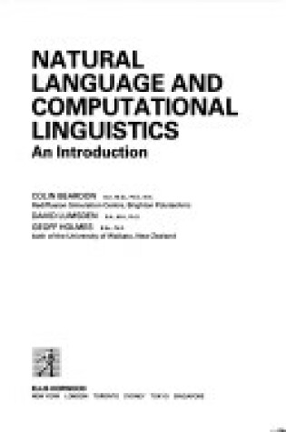 Cover of Natural Language and Computational Linguistics