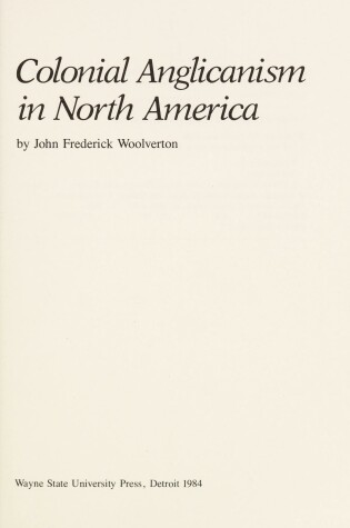 Cover of Colonial Anglicanism in North America