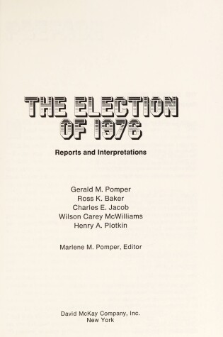 Cover of Election of 1976