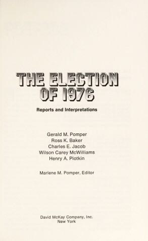 Book cover for Election of 1976