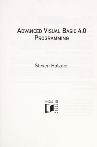 Cover of Advanced Visual Basic 4.0 Programming