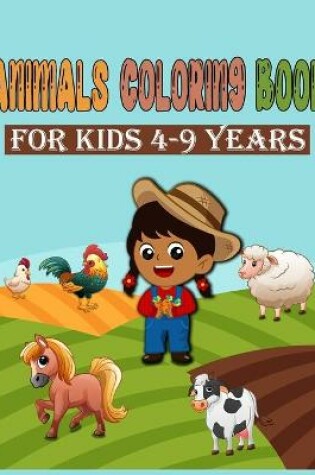 Cover of animals coloring book for kids 4-9 years
