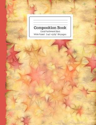 Cover of Composition Book Coral Parchment Stars Wide Ruled