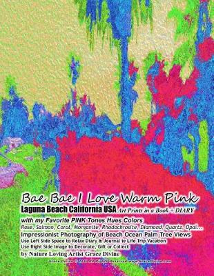 Book cover for Bae Bae I Love Warm Pink Laguna Beach California USA Art Prints in a Book + DIARY with my Favorite PINK Tones Hues Colors Rose, Salmon, Coral, Morganite, Rhodochrosite, Diamond, Quartz, Opal... Impressionist Photography of Beach Ocean Palm Tree Views