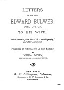 Book cover for Letters of the Late Edward Bulwer, Lord Lytton, to His Wife