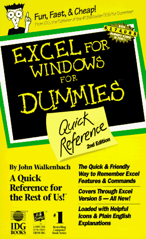 Cover of Excel 5 for Windows for Dummies Quick Reference