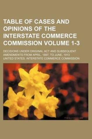 Cover of Table of Cases and Opinions of the Interstate Commerce Commission Volume 1-3; Decisions Under Original ACT and Subsequent Amendments from April, 1887, to June, 1913