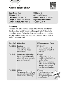 Cover of BC JD Plays Blue (KS1)/1B Animal Talent Guided Reading Card