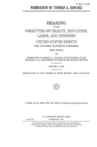 Cover of Nomination of Thomas A. Daschle