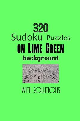 Book cover for 320 Sudoku Puzzles on Lime Green background with solutions