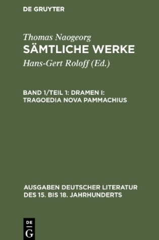 Cover of Samtliche Werke, Band 1/Teil 1, Dramen I