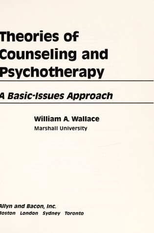 Cover of Theories of Counselling and Psychotherapy