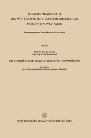 Cover of Das Durchziehen Enger Kragen an Ebenen Fein- Und Mittelblechen