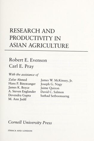 Cover of Research and Productivity in Asian Agriculture