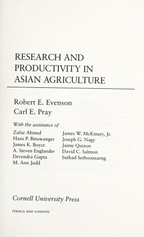 Cover of Research and Productivity in Asian Agriculture