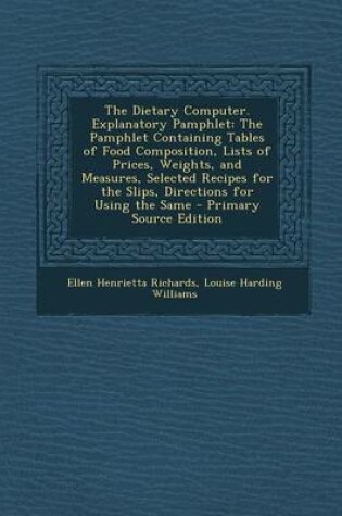 Cover of The Dietary Computer. Explanatory Pamphlet