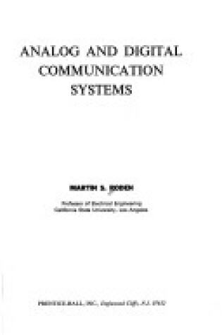 Cover of Analog and Digital Communication Systems