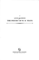 Book cover for The Poetry of W. B. Yeats.