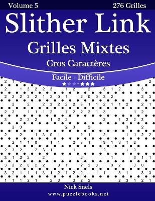 Cover of Slither Link Grilles Mixtes Gros Caractères - Facile à Difficile - Volume 5 - 276 Grilles