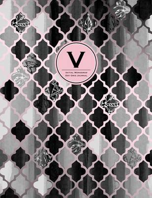 Book cover for Initial V Monogram Journal - Dot Grid, Moroccan Black, White & Blush Pink