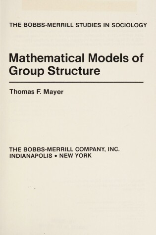 Cover of Mathematical Models of Group Structure