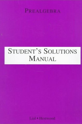 Cover of Prealgebra Student Solutions Manual