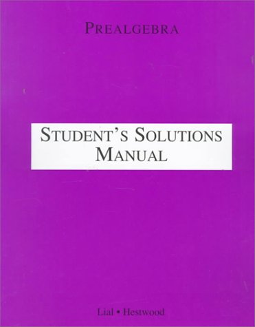 Book cover for Prealgebra Student Solutions Manual