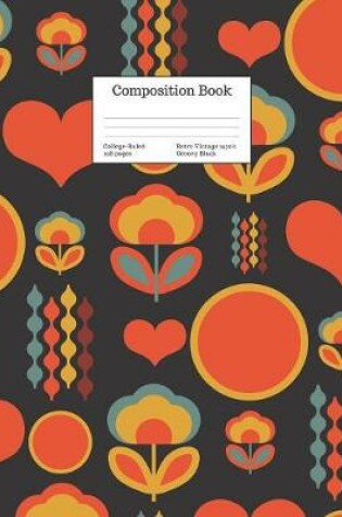 Cover of Composition Book College-Ruled Retro Vintage 1970's Groovy Black