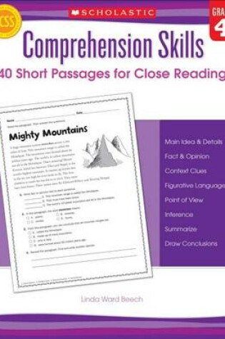 Cover of Comprehension Skills: 40 Short Passages for Close Reading: Grade 4