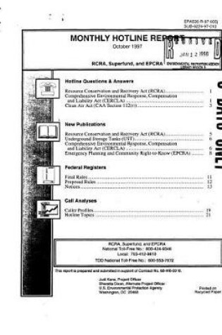 Cover of Rcra-ust Superfund and Epcra Monthly Hotline Report October 1997