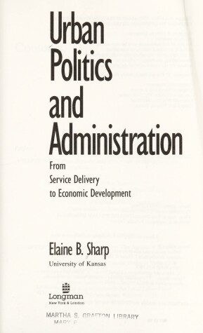 Book cover for Urban Politics and Administration