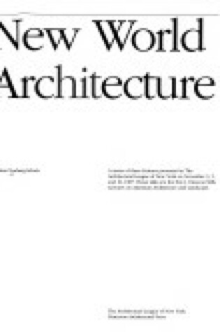 Cover of New World Architecture
