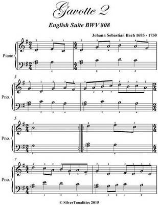 Book cover for Gavotte 2 English Suite Bwv 808 Easy Piano Sheet Music