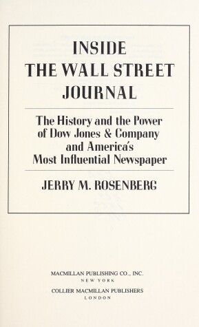 Book cover for Inside the "Wall Street Journal"