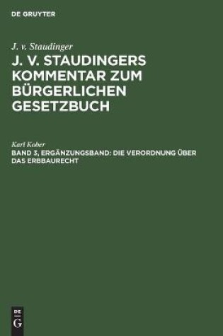 Cover of Die Verordnung �ber Das Erbbaurecht