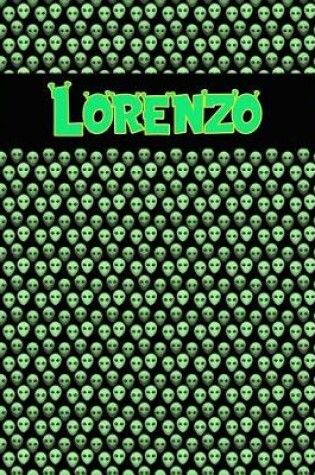 Cover of 120 Page Handwriting Practice Book with Green Alien Cover Lorenzo