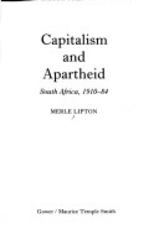 Cover of Capitalists and Apartheid