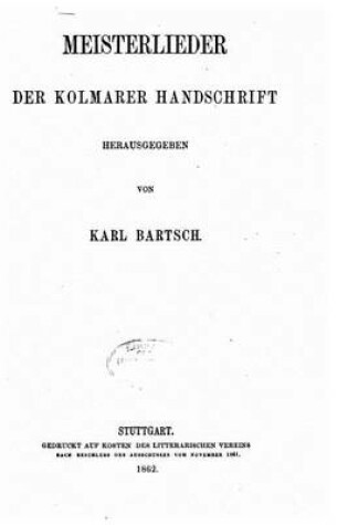 Cover of Meisterlieder der Kolmarer Hanschrift