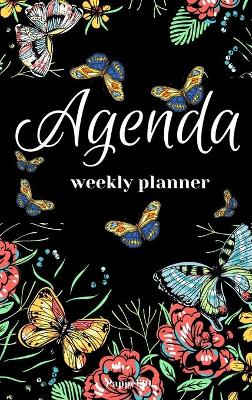 Book cover for Agenda -Weekly Planner 2021 Butterflies Black Hardcover138 pages 6x9-inches