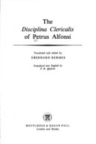 Cover of Disciplina Clericalis