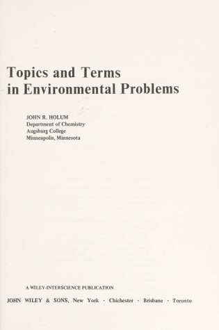 Cover of Topics and Terms in Environmental Problems