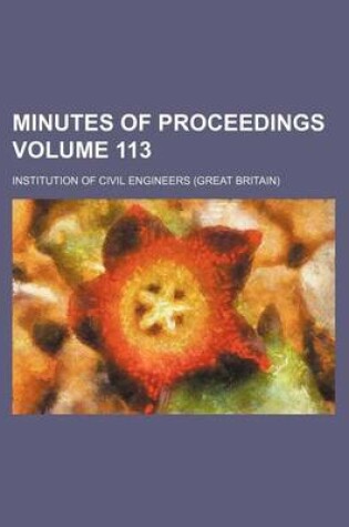 Cover of Minutes of Proceedings Volume 113